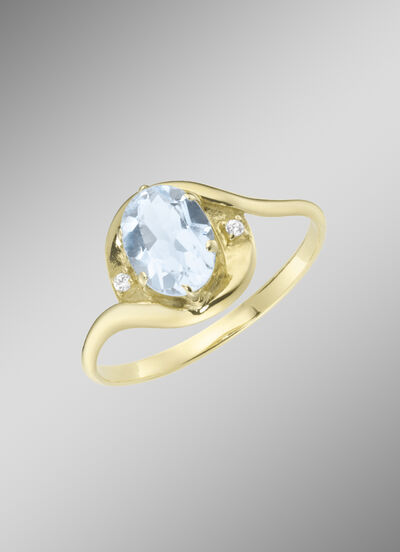 Schicker Damenring mit echt Aquamarin 