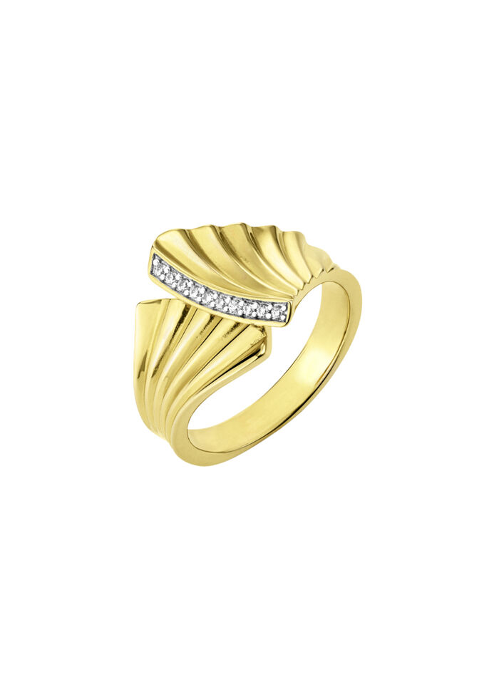 Vergoldeter Damenring mit Diamanten 