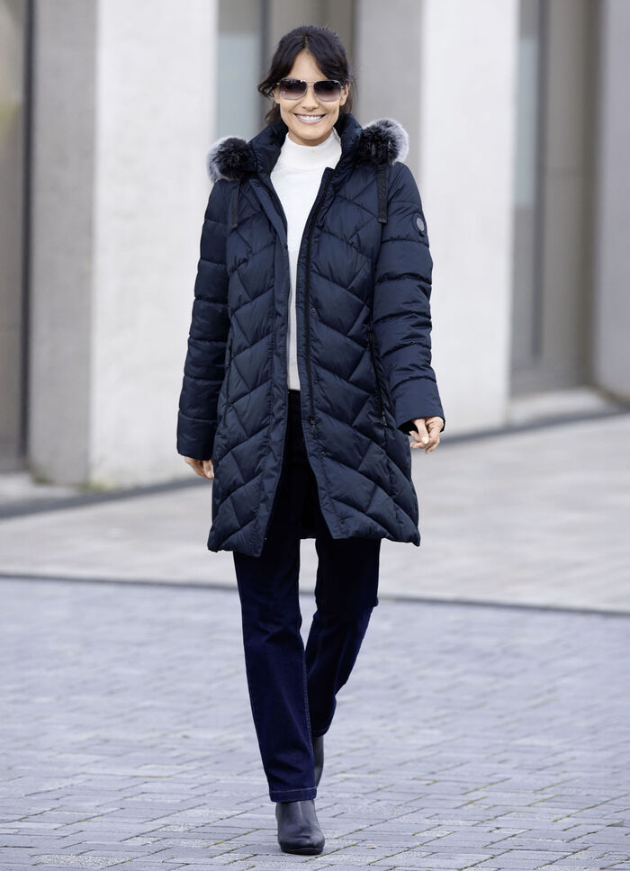 Kurzmantel mit abnehmbarem Kunstpelz-Besatz NAVY