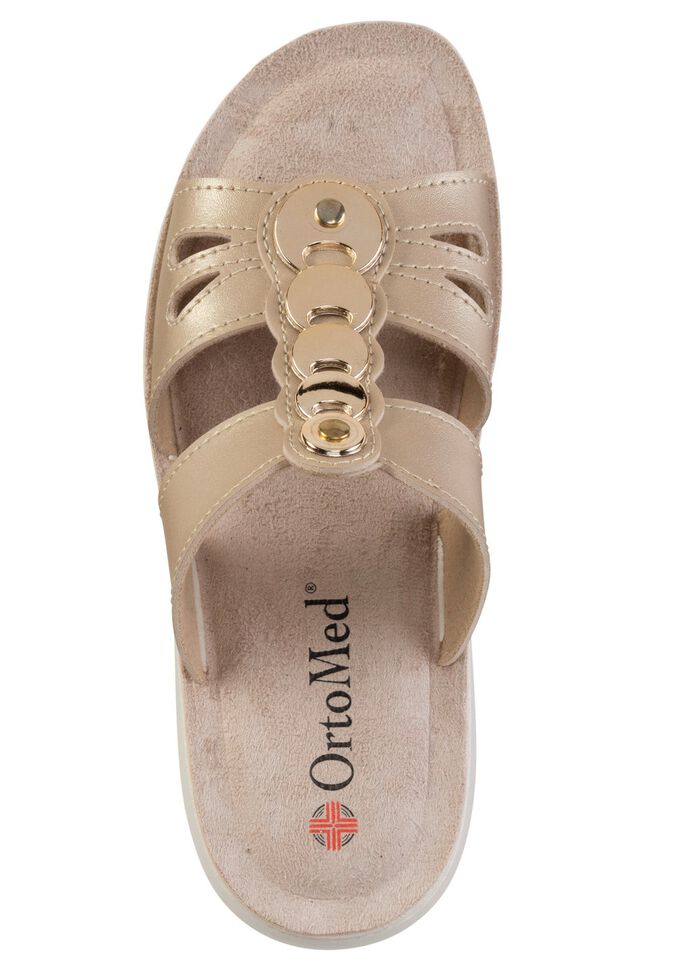 Pantolette mit gl&auml;nzendem Schmuck GOLDBEIGE