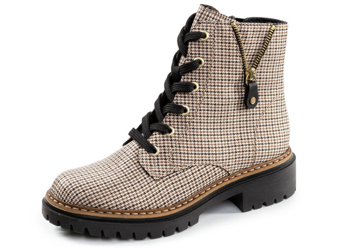 Rieker, trendige Damen-Stiefeletten, Winterschuhe, mit Reißverschluss BEIGE-SCHWARZ