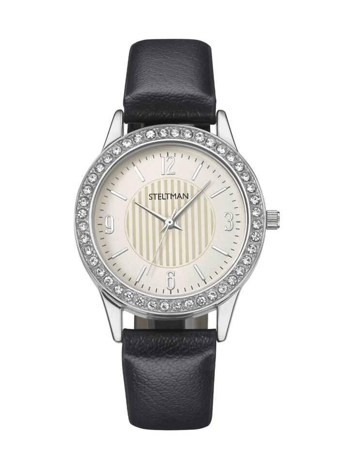 Quartz-Damenuhr mit 3 wechselbaren L&uuml;netten 