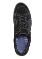 Schnürschuh aus hochwertigem Rind-Veloursleder SCHWARZ