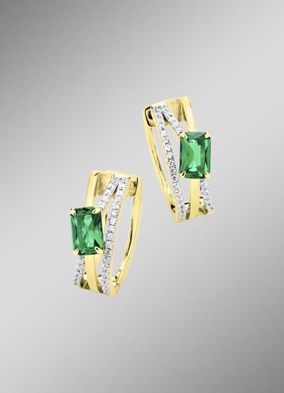 Vergoldete Klappcreolen mit Zirkonia 