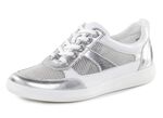 ELENA EDEN Sneaker aus Nappaleder und luftigem Textil in Netzoptik WEISS-SILBER