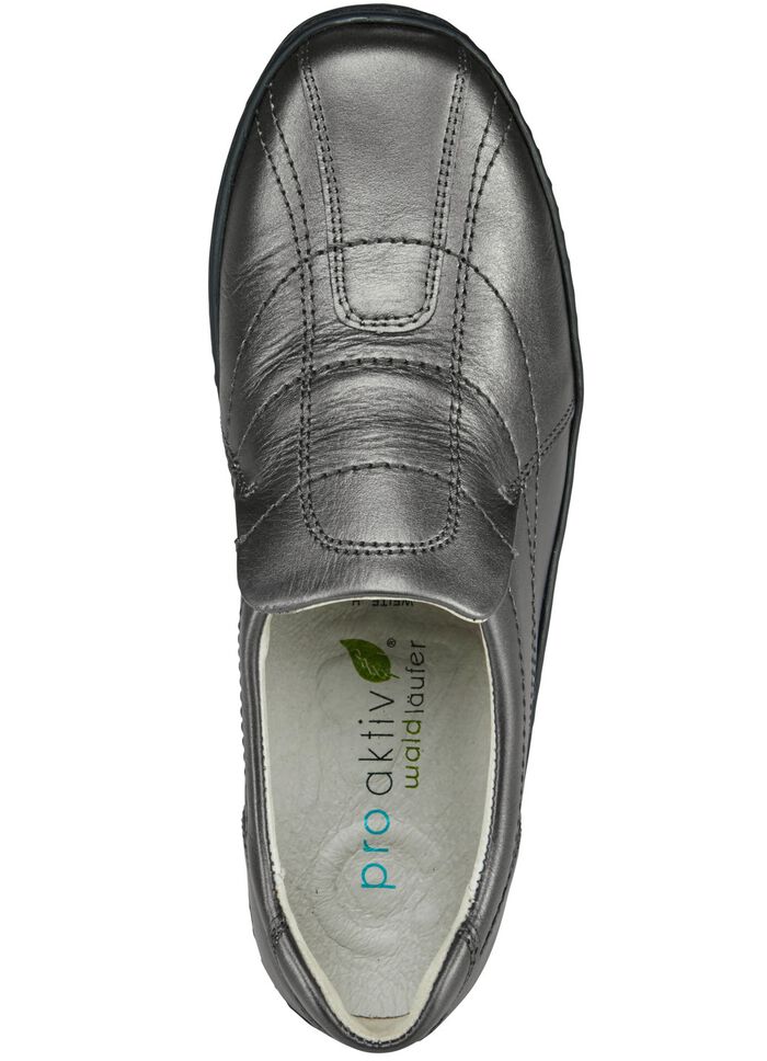 Waldl&auml;ufer, bequeme Damen-Slipper, Weite H, mit herausnehmbarem Fussbett ALTSILBER