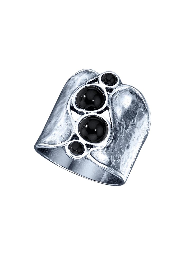 Massiver Damenring mit echt Onyx 