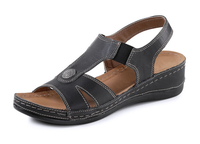 ELENA EDEN Sandale aus Nappaleder mit Metallschmuck SCHWARZ