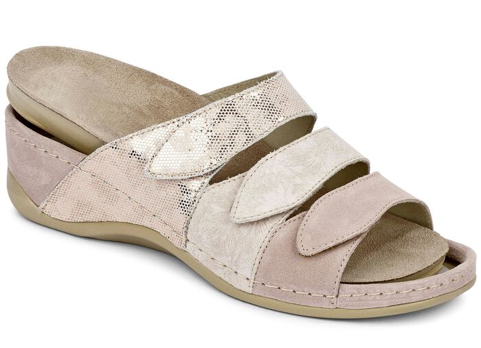 Mubb, bequeme Damen-Pantoletten, Weite H, mit herausnehmbarem Fussbett 