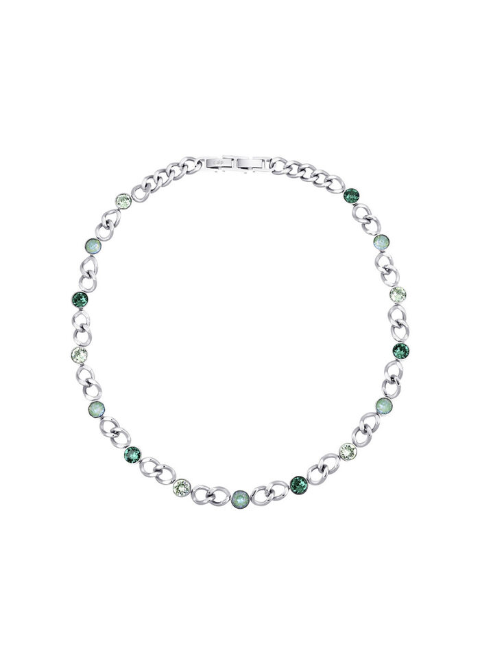 Halskette mit grünen Kristallen 